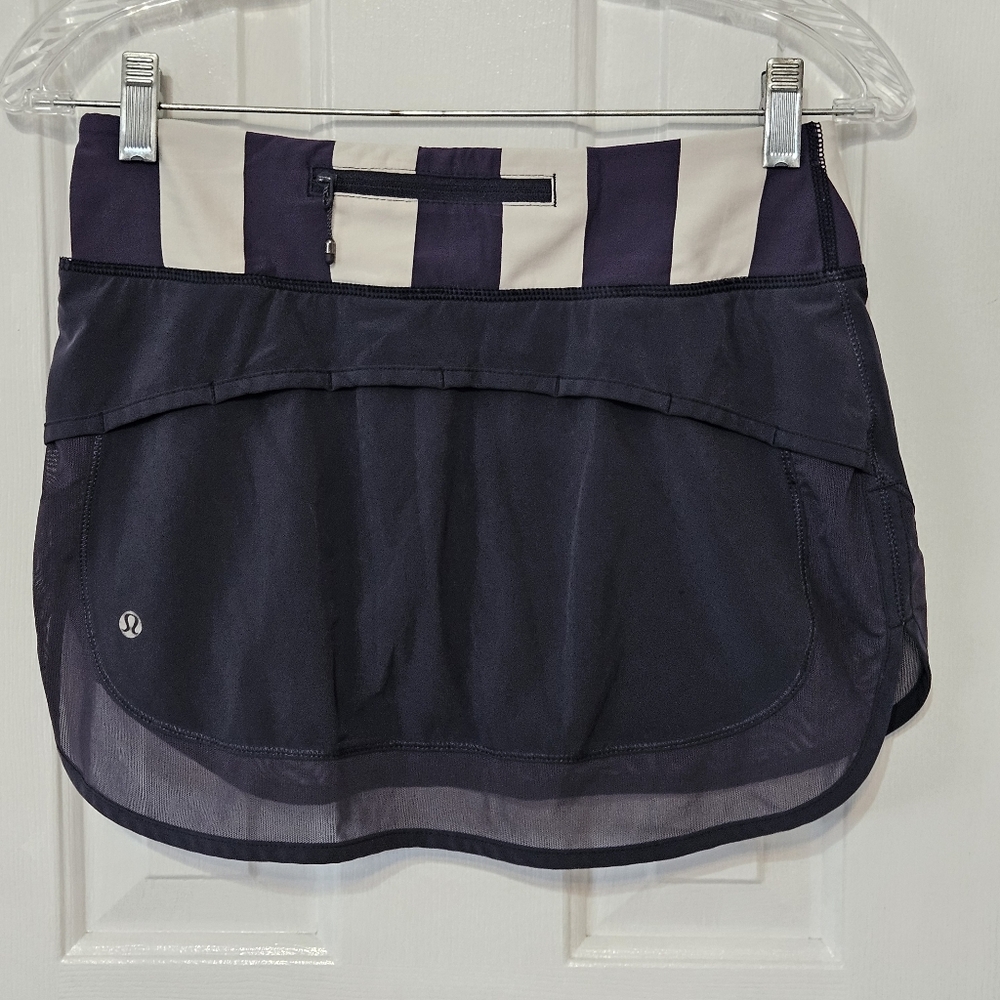 Lululemon Hotty Hot Skirt Cadet Blue Steep Stripe Swift Women's Size 4 Skort - Picture 6 of 10